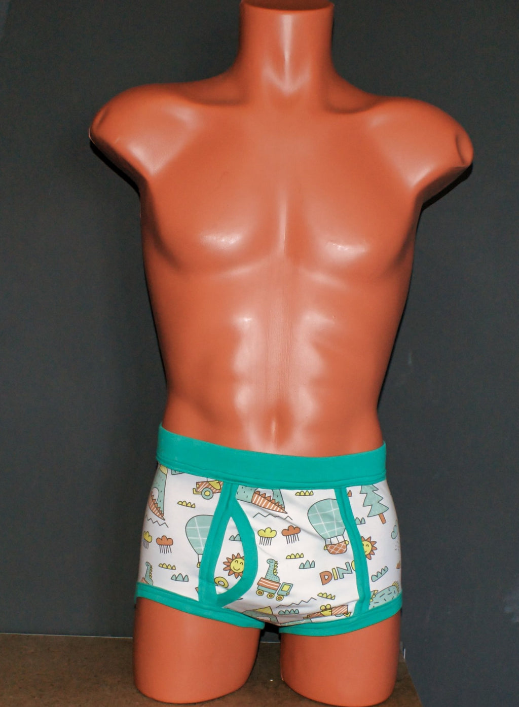 Handmade Cartoon Print Single Seat Briefs – Retro Cotton A-Front Underwear