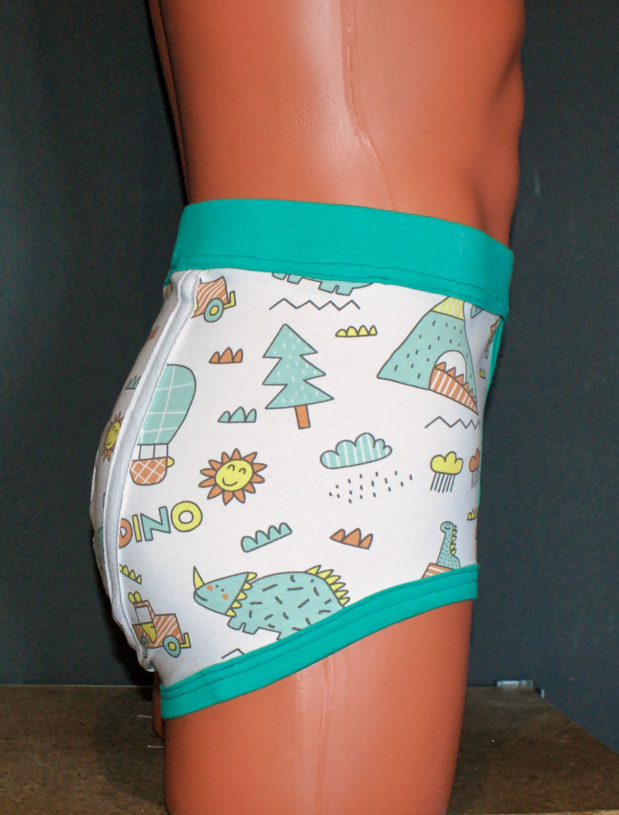 Handmade Cartoon Print Single Seat Briefs – Retro Cotton A-Front Underwear