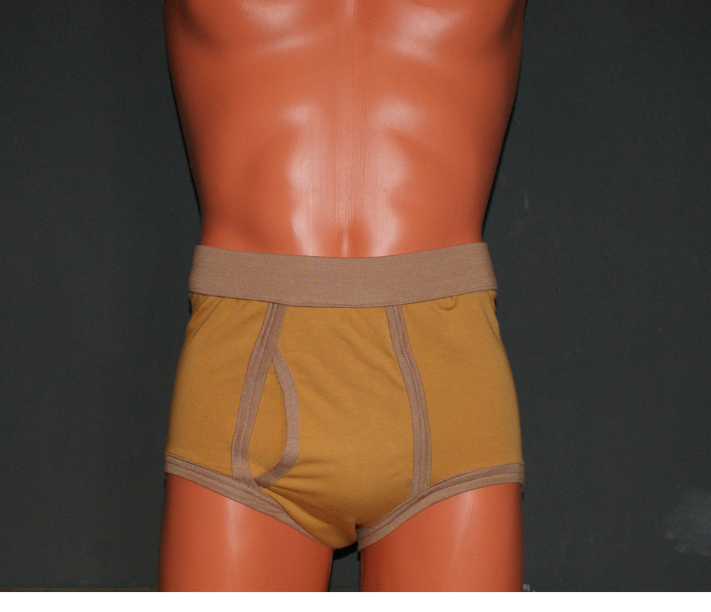 Classic  Retro Men’s Briefs – Reproduction Underwear in Mustard & Sand