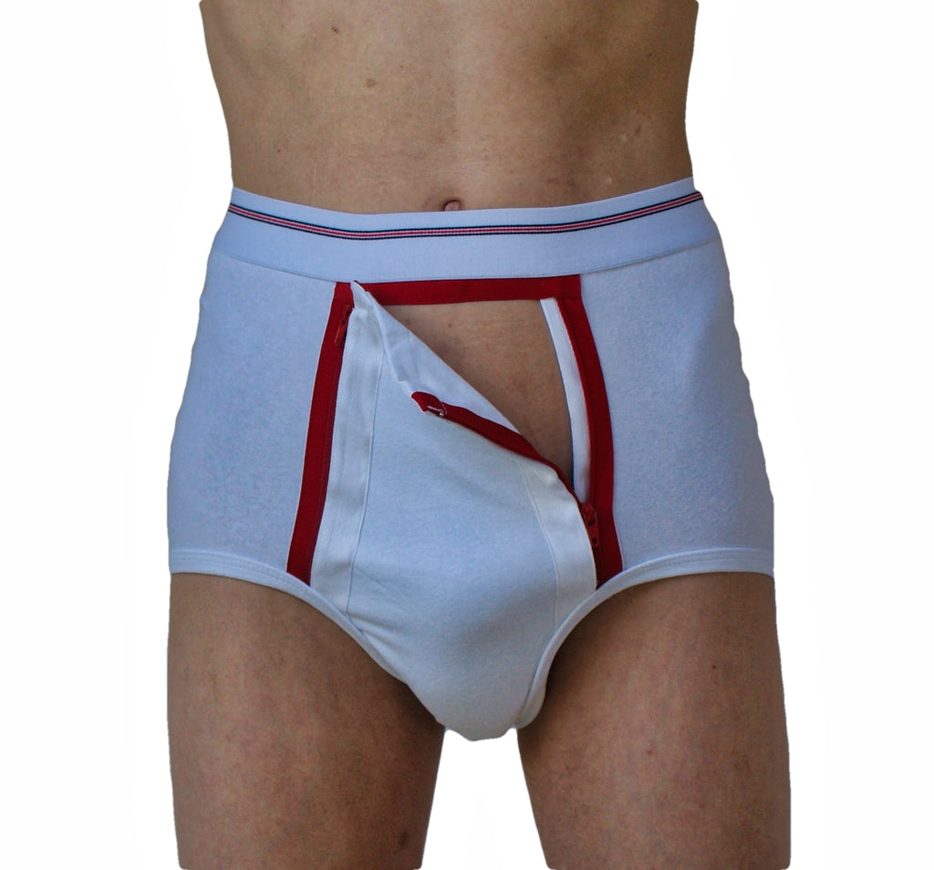Briefs With double seat with zipped front flap with high waist and double seat