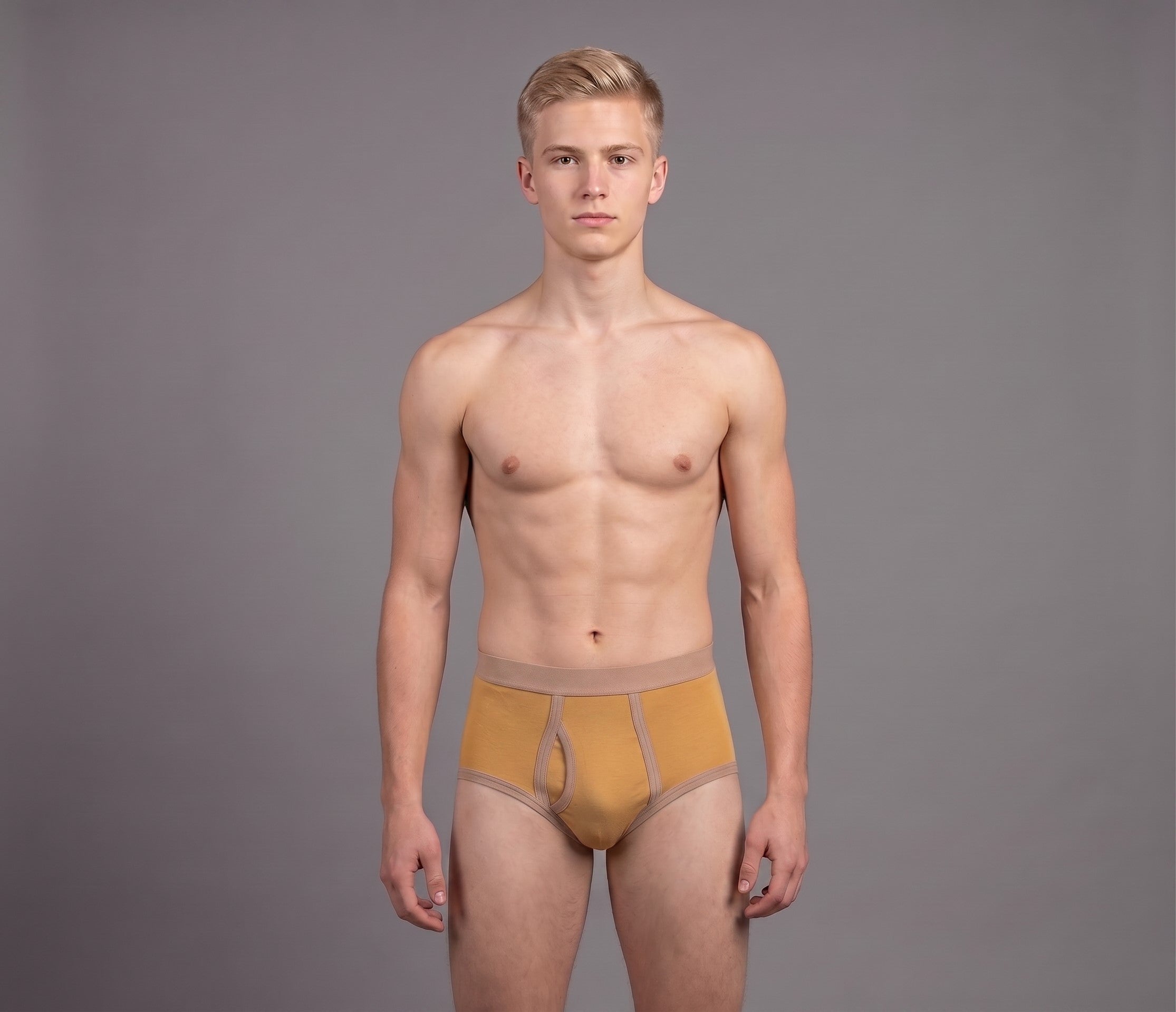 Classic  Retro Men’s Briefs – Reproduction Underwear in Mustard & Sand