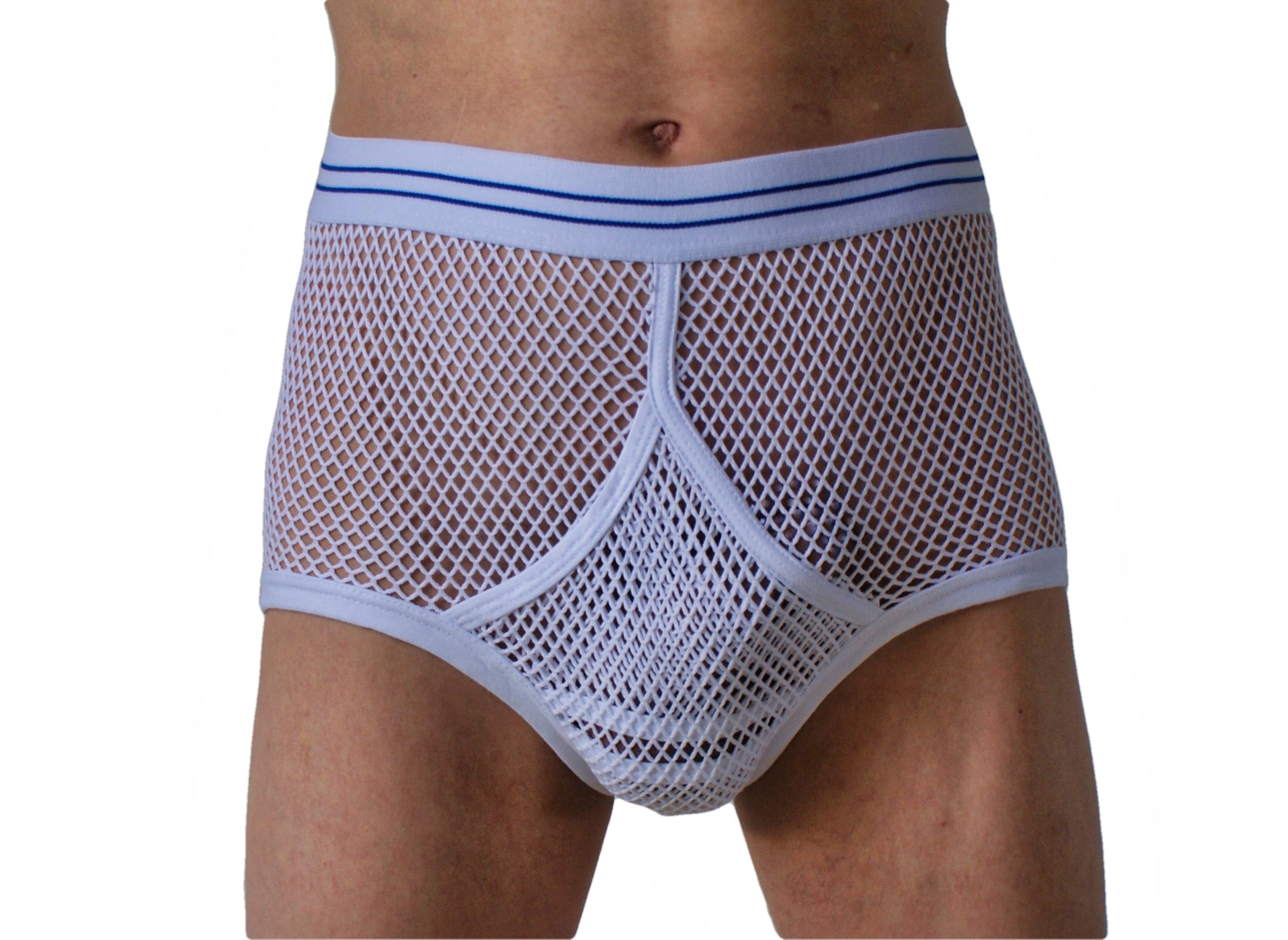 Handmade Double Seat String Y-Front Mesh Briefs – Retro See-Through Men’s Underwear