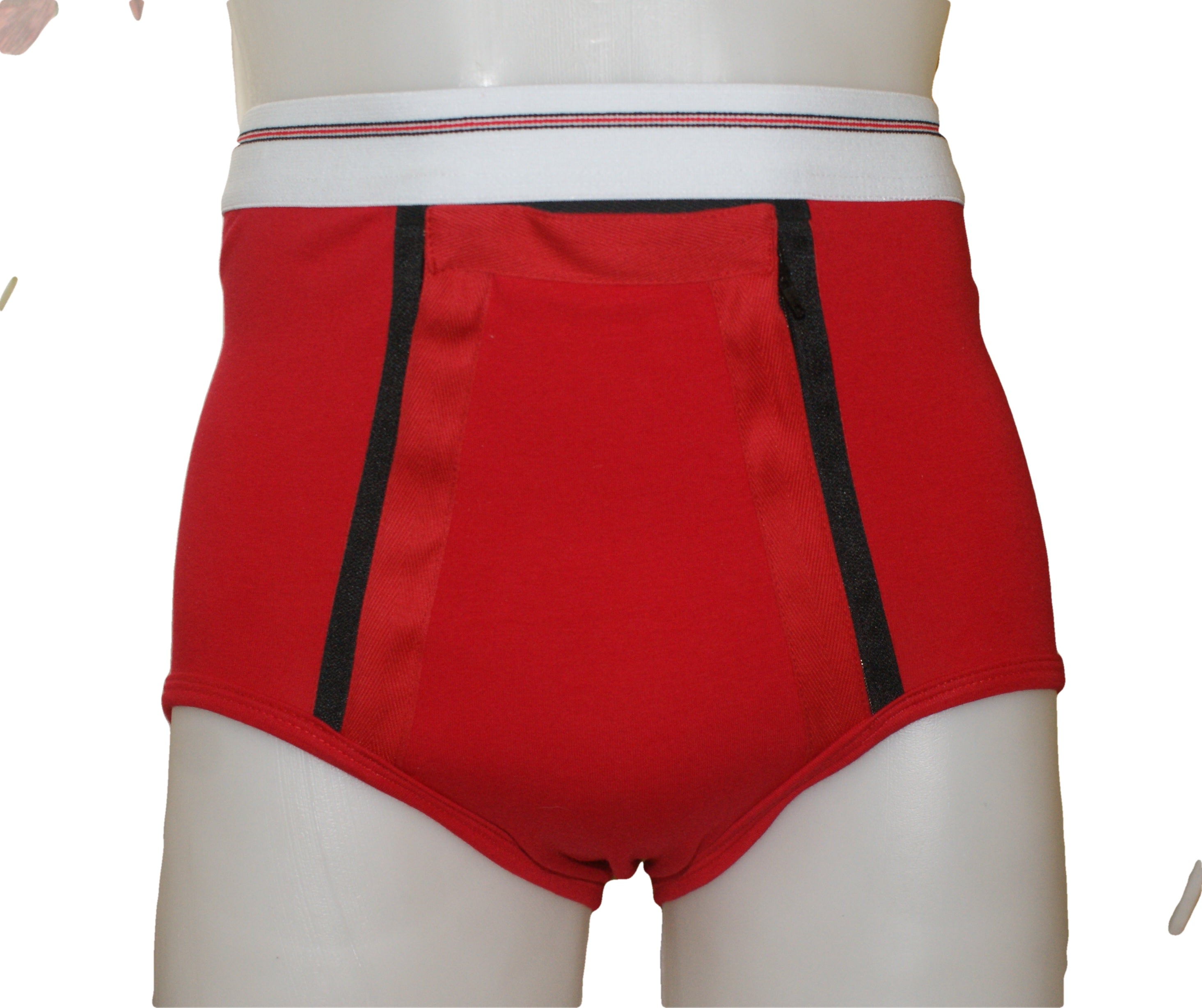 Briefs With double seat with front flap with high waist in Red.