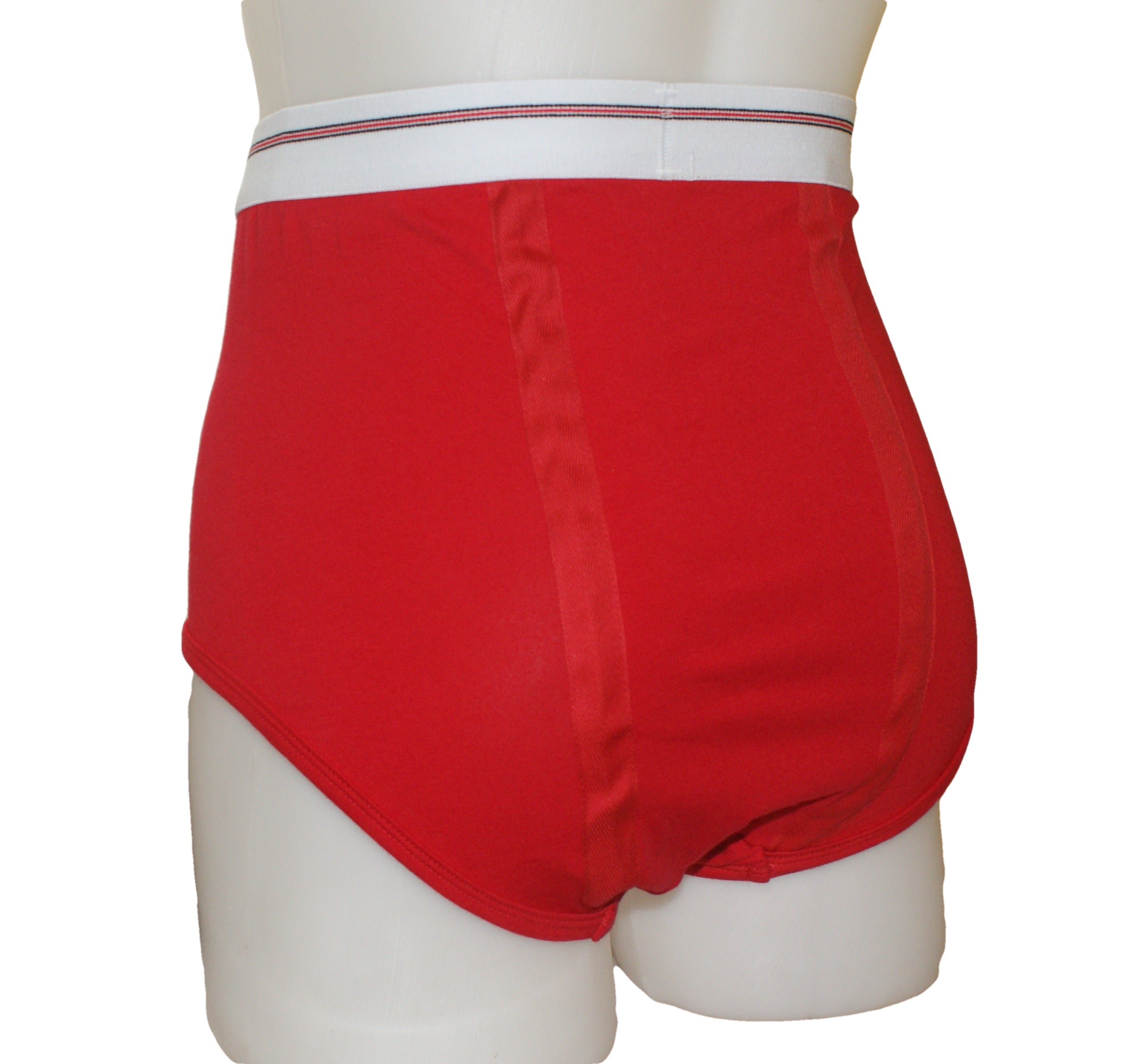 Briefs With double seat with front flap with high waist in Red.