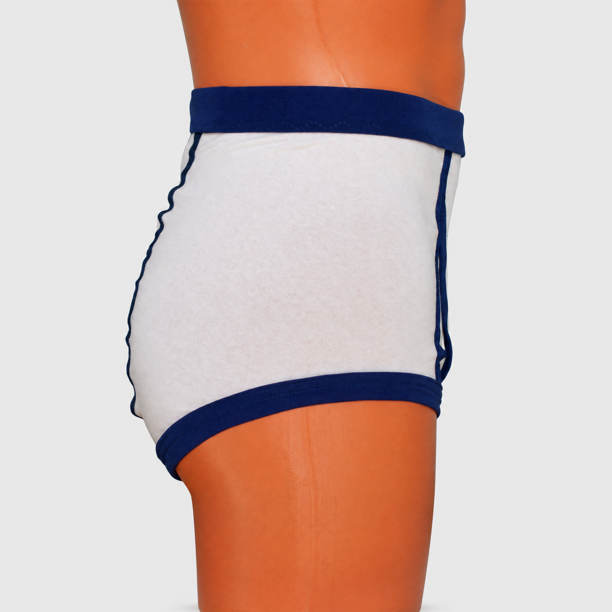 White & Navy Retro Double Seat Cotton Briefs