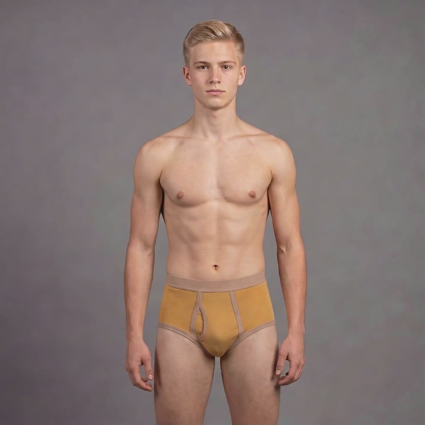 Classic  Retro Men’s Briefs – Reproduction Underwear in Mustard & Sand