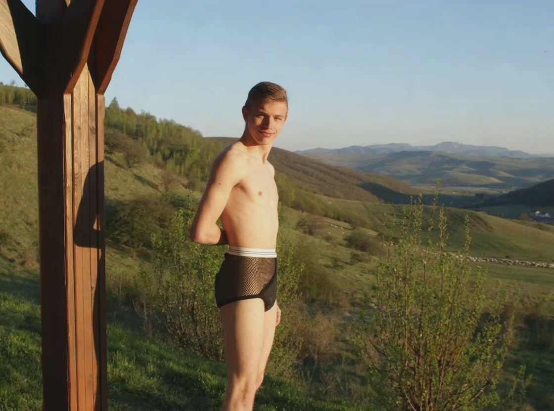 String Briefs With double seat in Black