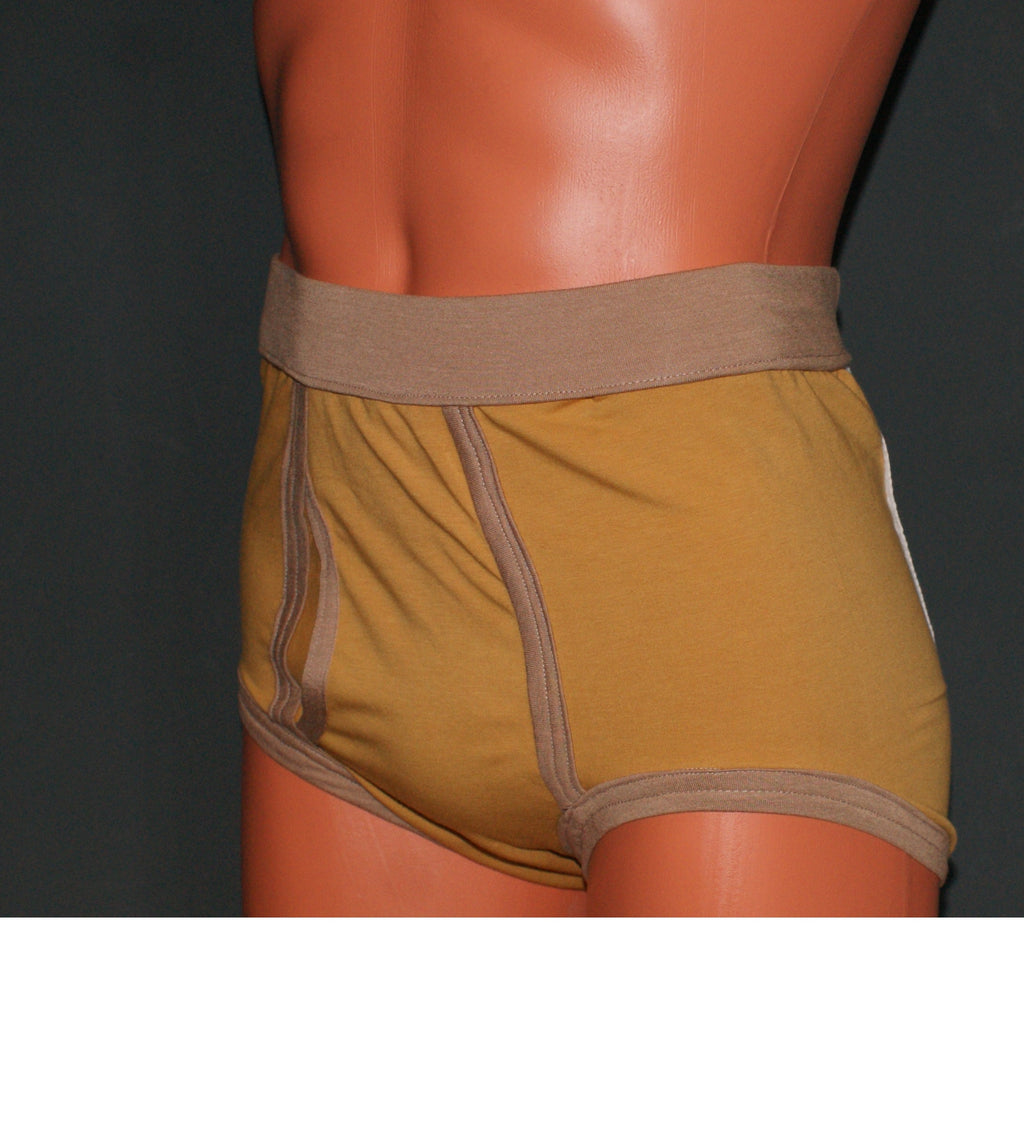 Classic  Retro Men’s Briefs – Reproduction Underwear in Mustard & Sand